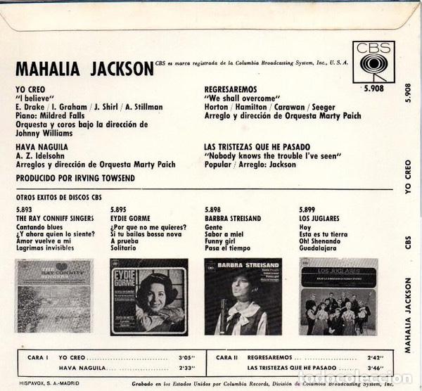 Discos de vinilo: Yo Creo - Mahalia Jackson - Foto 2