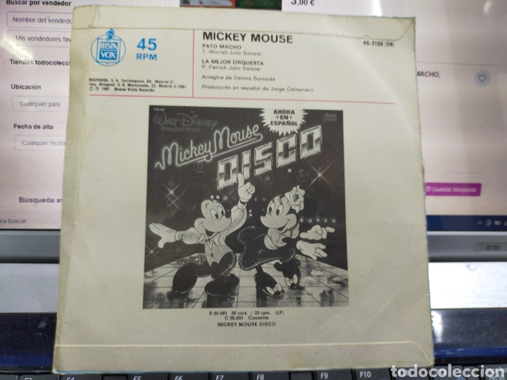 Discos de vinilo: Mickey mouse single pato macho en espa&ntilde;ol 1981 Espa&ntilde;a - Foto 2