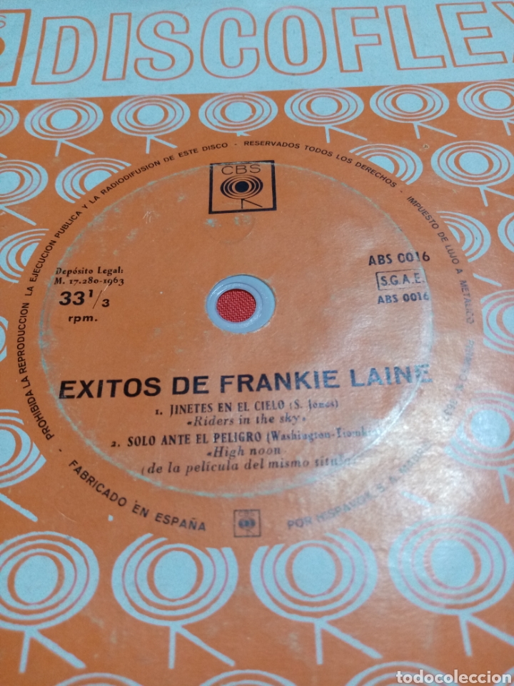 Discos de vinilo: Discoflex CBS - &Eacute;xitos de Frankie Laine - single 1963 - Foto 3