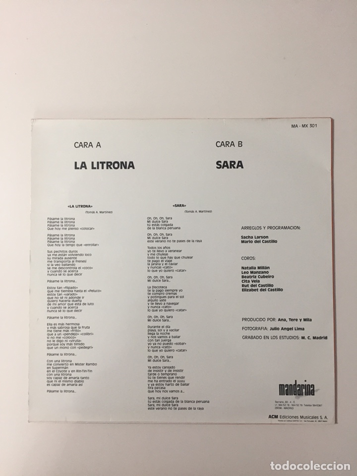 Discos de vinilo: MAXI CUCO - LA LITRONA + SARA - Foto 2