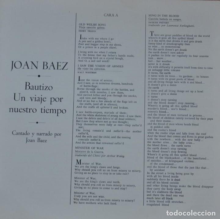 Discos de vinilo: Joan Baez &lrm;&ndash; Bautizo - 1968 - LP - Foto 5