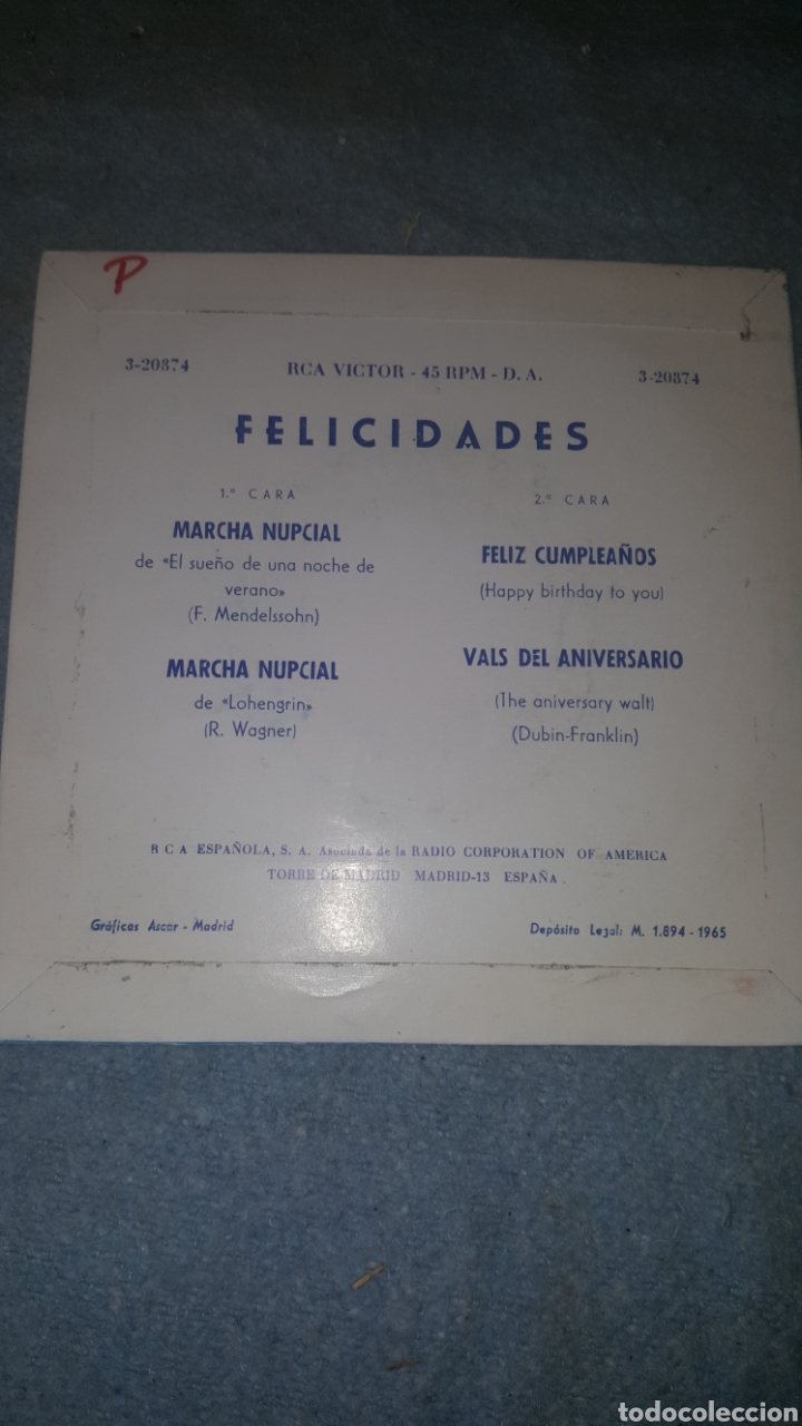 Discos de vinilo: MARCHA NUPCIAL - MENDELSON - Foto 2