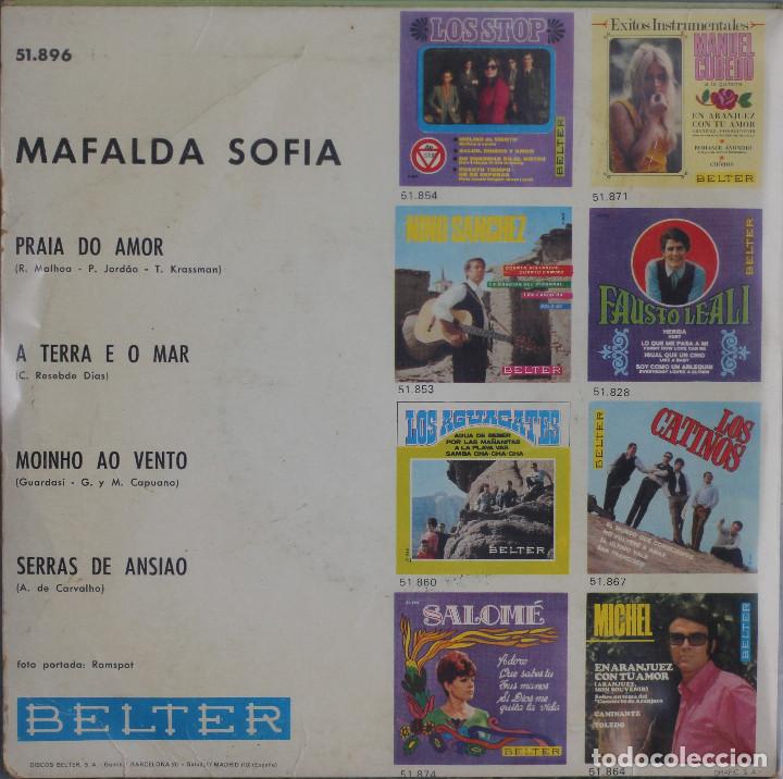 Discos de vinilo: MAFALDA SOFIA// PRAIA DO AMOR+3// EP// 1968// BELTER - Foto 2