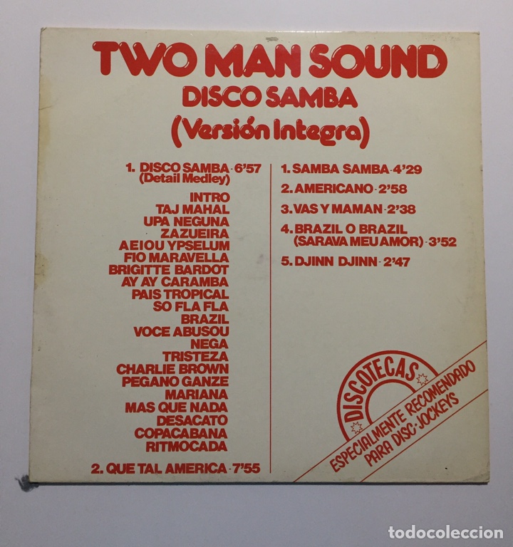 Discos de vinilo: MAXI TWO MAN SOUND DISCO SAMBA (version integra) - Foto 1