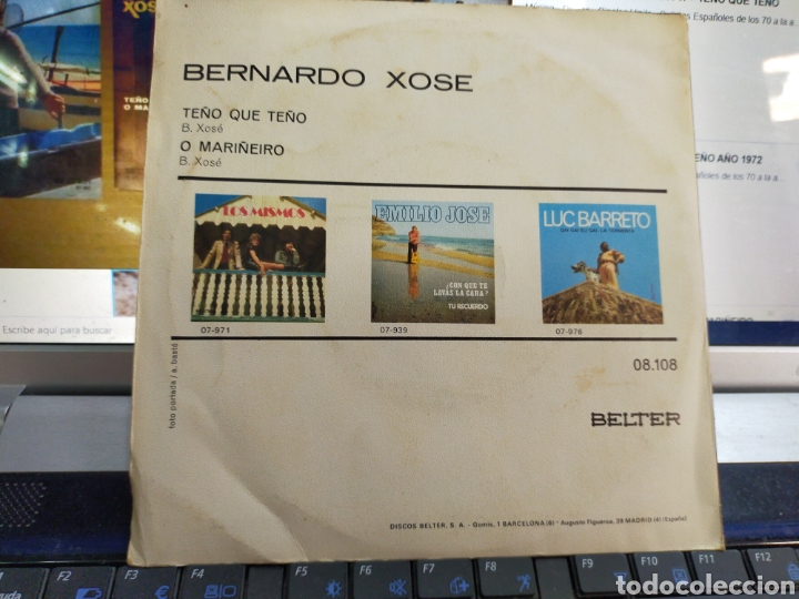 Discos de vinilo: Bernardo xose single te&ntilde;o que te&ntilde;o 1972 - Foto 2
