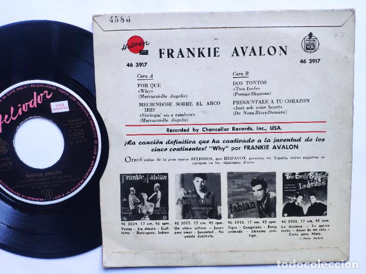 Discos de vinilo: FRANKIE AVALON - EP Spain PS - EX * WHY + 3 - Foto 2