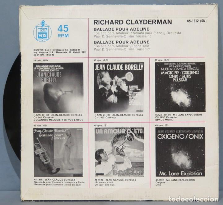Discos de vinilo: SINGLE. RICHARD CLAYDERMAN. BALLADE POUR ADELINE - Foto 2
