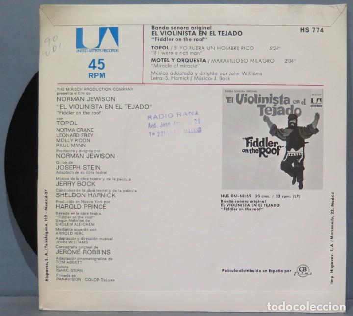 Discos de vinilo: SINGLE. EL VIOLINISTA EN EL TEJADO - Foto 2