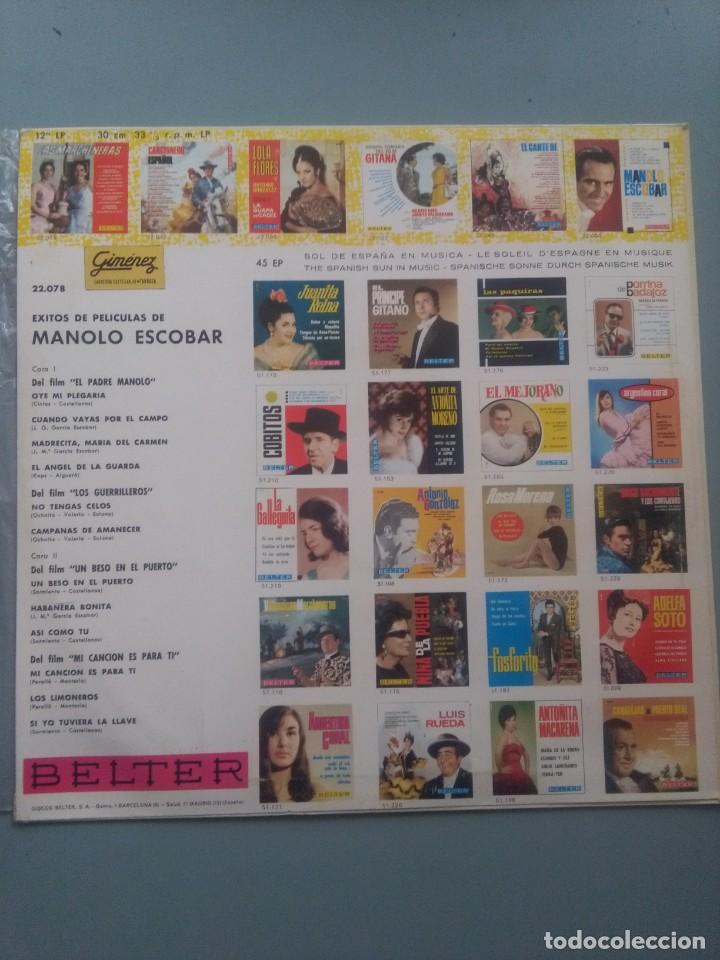 Discos de vinilo: LP-MANOLO ESCOBAR-&eacute;xitos de peliculas - Foto 2