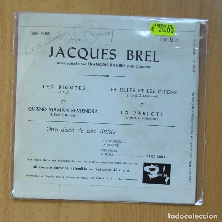Discos de vinilo: JACQUES BREL - LES BIGOTES + 3 - EP - Foto 2