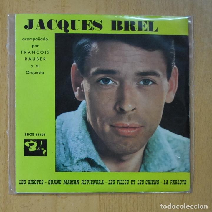 Discos de vinilo: JACQUES BREL - LES BIGOTES + 3 - EP - Foto 1