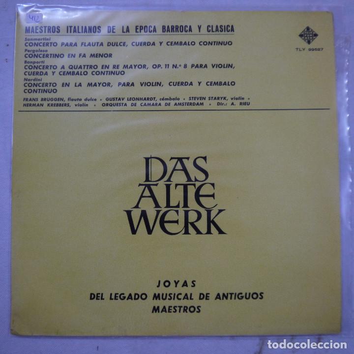 Discos de vinilo: DAS ALTE WERK - MAESTROS ITALIANOS DE LA EPOCA BARROCA Y CLASICA - LP 1966