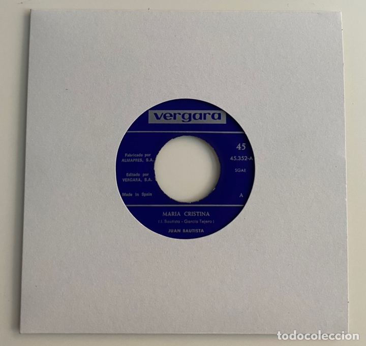 Disques de vinyle: JUAN BAUTISTA-MARIA CRISTIANA/GRAB&Eacute; TU NOMBRE/SINGLE 1970 VERGARA 45.352,ESPA&Ntilde;A.
