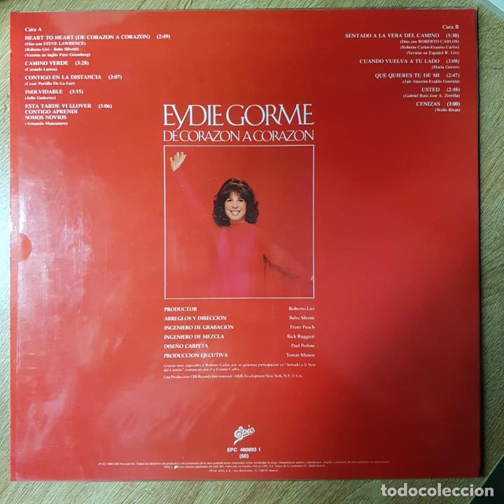 Discos de vinilo: DISCO LP EYDIE GORME. DE CORAZ&Oacute;N A CORAZ&Oacute;N - Foto 2