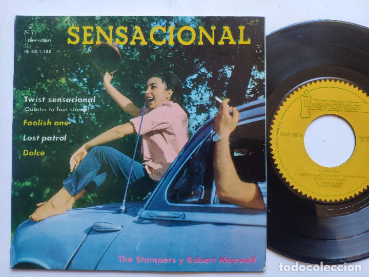 Discos de vinilo: THE STOMPERS / ROBERT MAXWELL - EP SPAIN PS - MINT * TWIST SENSACIONAL / FOOLISH ONE / LOST PATROL
