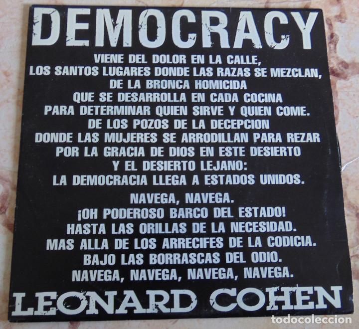 Discos de vinilo: Leonard Cohen&lrm;&ndash; Democracy - SINGLE PROMO 1993 - Foto 1
