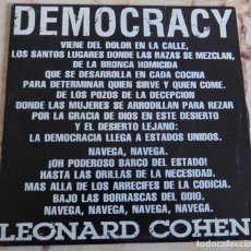 Discos de vinilo: LEONARD COHEN‎– DEMOCRACY - SINGLE PROMO 1993