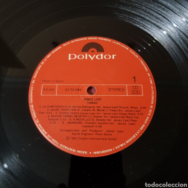 Discos de vinilo: JAMES LAST - TANGO - Foto 3