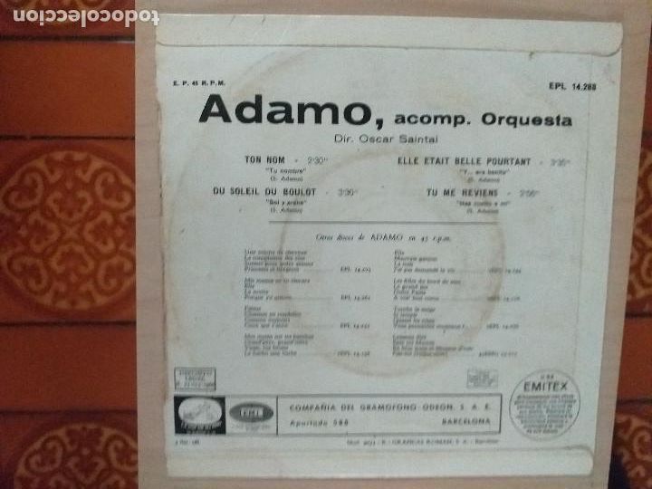 Discos de vinilo: ADAMO. TON NOM + 3 - EP - Foto 2