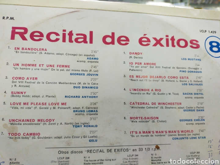 Discos de vinilo: Recital de &eacute;xitos num.8 lp 1967 escuchado - Foto 3