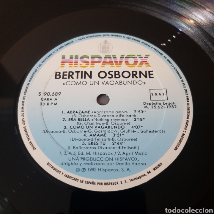 Discos de vinilo: BERTIN OSBORNE - COMO UN VAGABUNDO - HISPAVOX - Foto 3