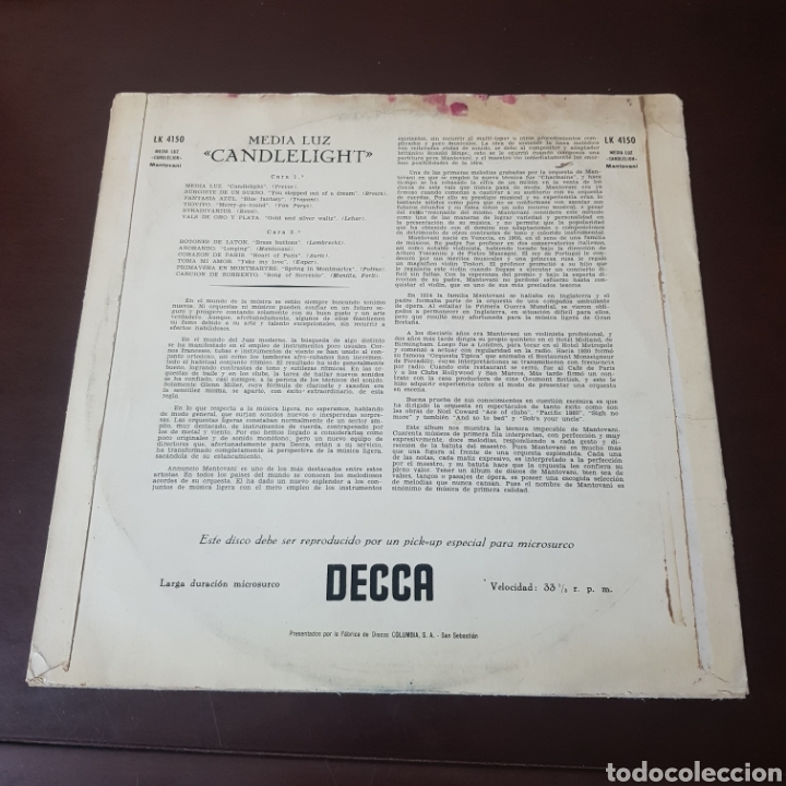 Discos de vinilo: CANDLELIGHT - MANTOVANI AND HIS ORCHESTRA - Foto 2