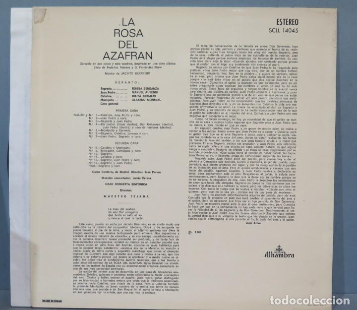Discos de vinilo: LP. LA ROSA DEL AZAFRAN - Foto 2