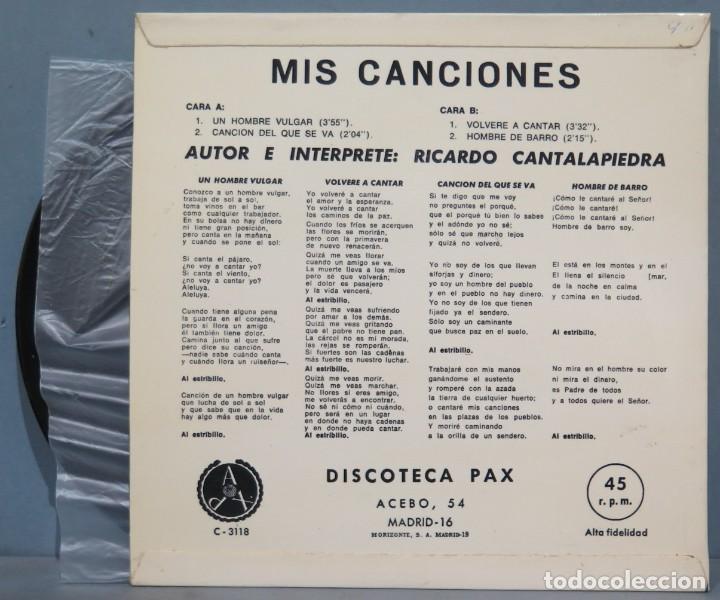 Discos de vinilo: EP. RICARDO CANTALAPIEDRA. MIS CANCIONES - Foto 2