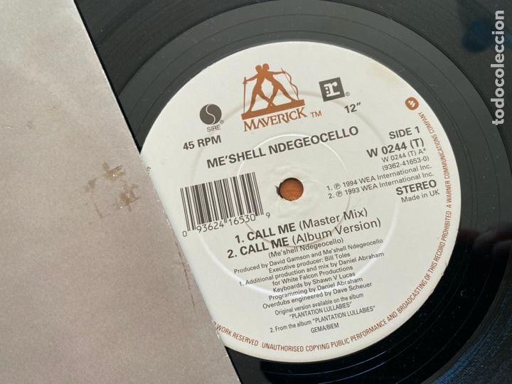 Discos de vinilo: MeShell Ndeg&eacute;Ocello &lrm;(Call Me) MAXI (B-20) - Foto 2