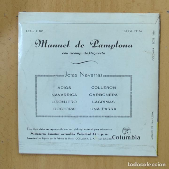 Discos de vinilo: MANUEL DE PAMPLONA - JOTAS NAVARRAS - EP - Foto 2