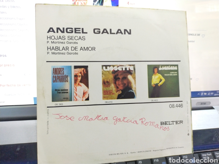 Discos de vinilo: &Aacute;ngel gal&aacute;n single hojas secas 1974 - Foto 2