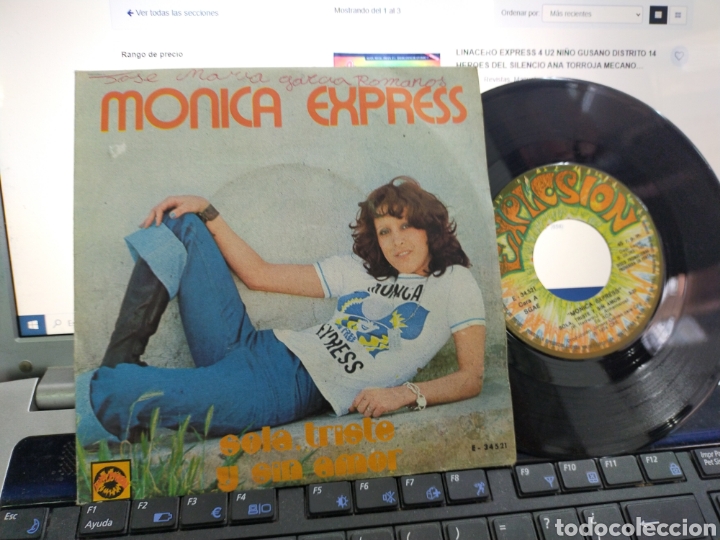 Vinyl-Schallplatten: M&oacute;nica express single promocional sola,triste y sin amor 1974