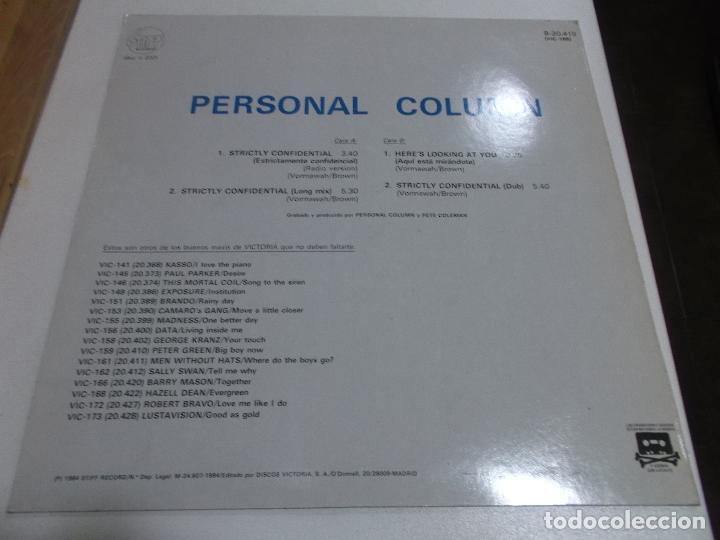 Discos de vinilo: PERSONAL COLUMN - STRICTLY CONFIDENTIAL (3 VERSIONES) / HERES LOOKING AT YOU - Foto 2