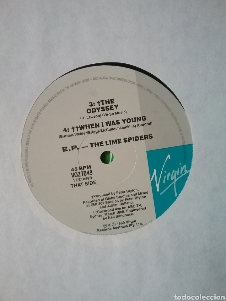 Discos de vinilo: LIME SPIDERS 1989 VIRGIN RECORDS.... AUSTRALIA - Foto 4