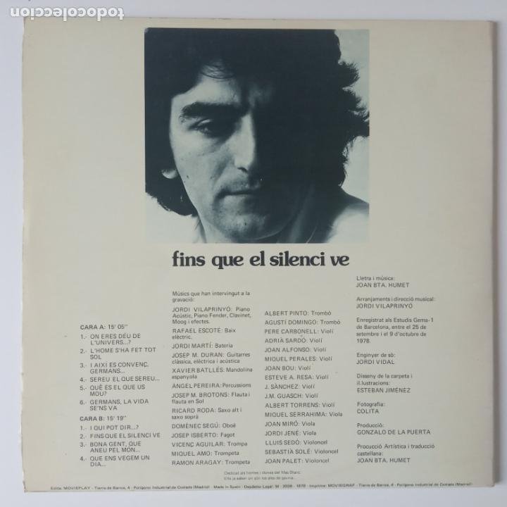 Joan Baptista Humet Fins Que El Silenci Ve Comprar Discos Lp Vinilos De Musica De Grupos Espanoles Anos 70 Y 80 En Todocoleccion 238012205