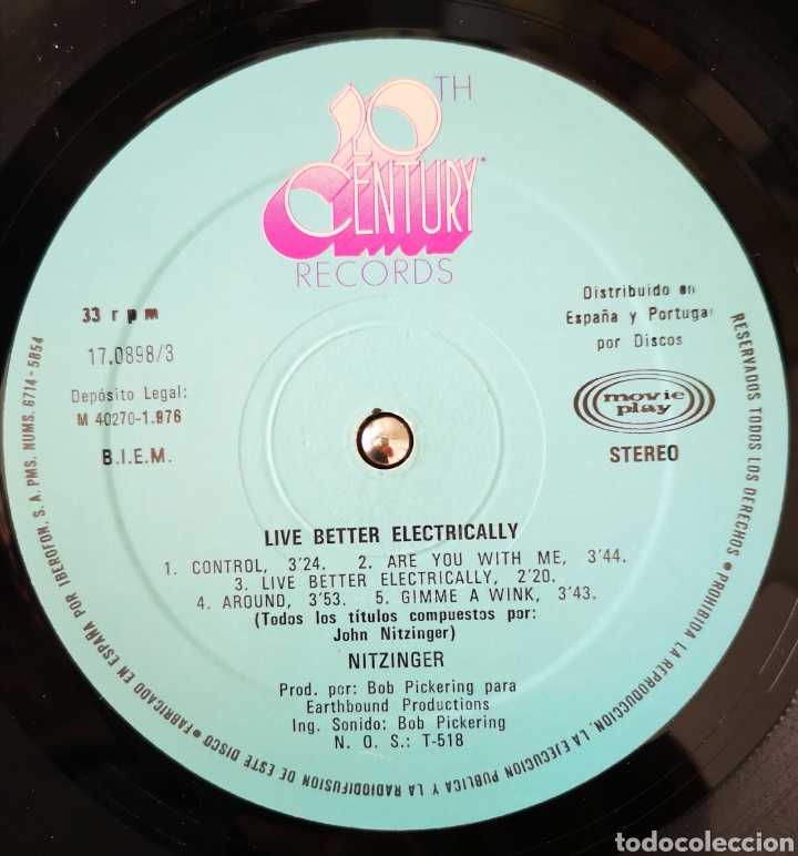 Discos de vinilo: NITZINGER - LIVE BETTER ELECTRICALLY - Foto 2