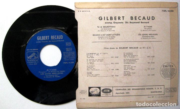 Discos de vinilo: Gilbert Bécaud - Tu Le Regretteras +3 - EP La Voz De Su Amo 1965 BPY - Foto 2 - 238271135