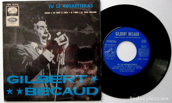 Discos de vinilo: Gilbert Bécaud - Tu Le Regretteras +3 - EP La Voz De Su Amo 1965 BPY - Foto 1 - 238271135