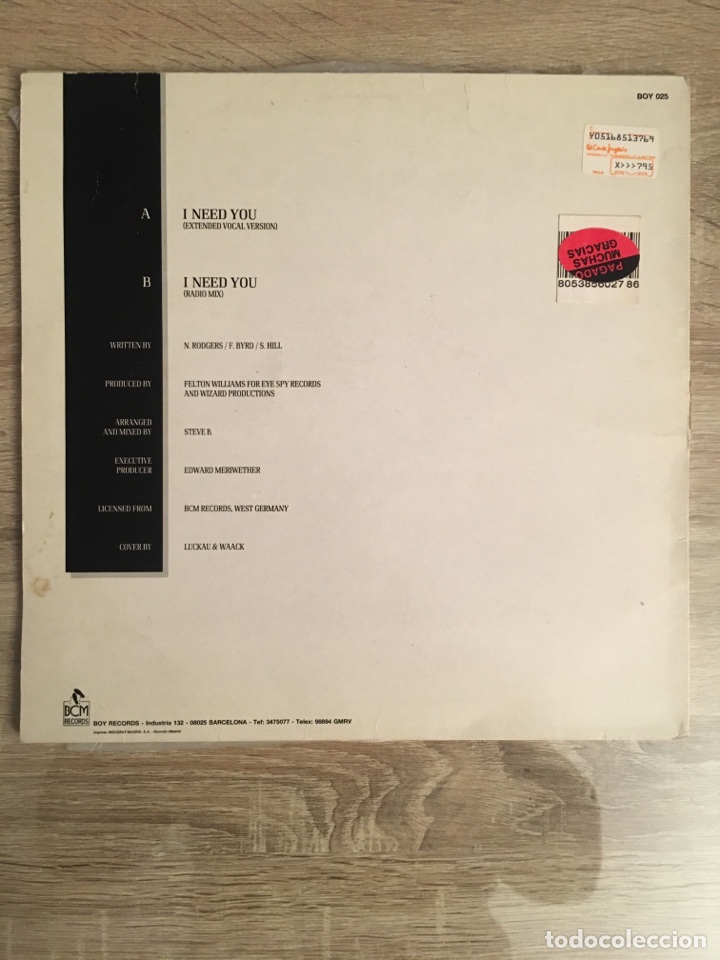 Discos de vinilo: Disco vinilo BVSMP Ineed you - Foto 2