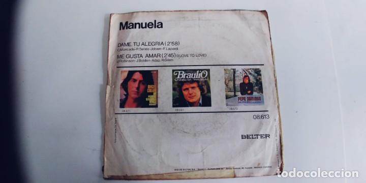 Discos de vinilo: MANUELA-SINGLE DAME TU ALEGRIA - Foto 2