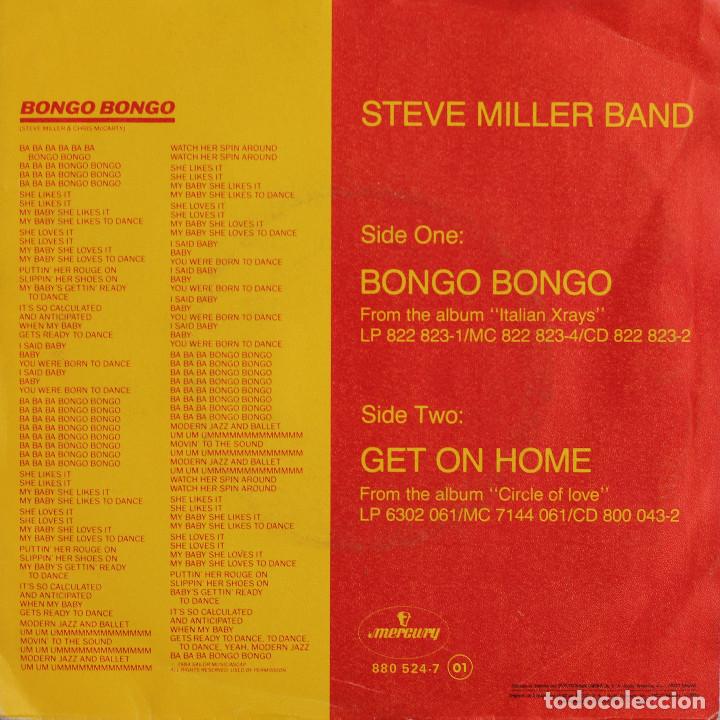 Discos de vinilo: STEVE MILLER BAND//BONGO BONGO//SINGLE//1981// MERCURY - Foto 2