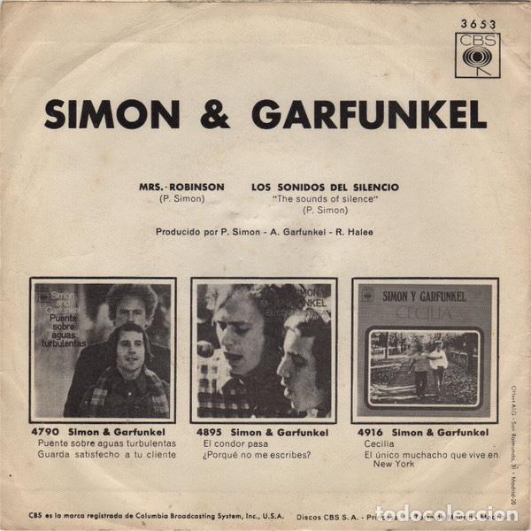 Discos de vinilo: Simon Y Garfunkel &lrm;&ndash; Mrs. Robinson / Los Sonidos Del Silencio - Foto 2