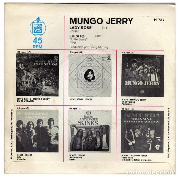 Discos de vinilo: Mungo Jerry &lrm;&ndash; Lady Rose / Luisito - Foto 2