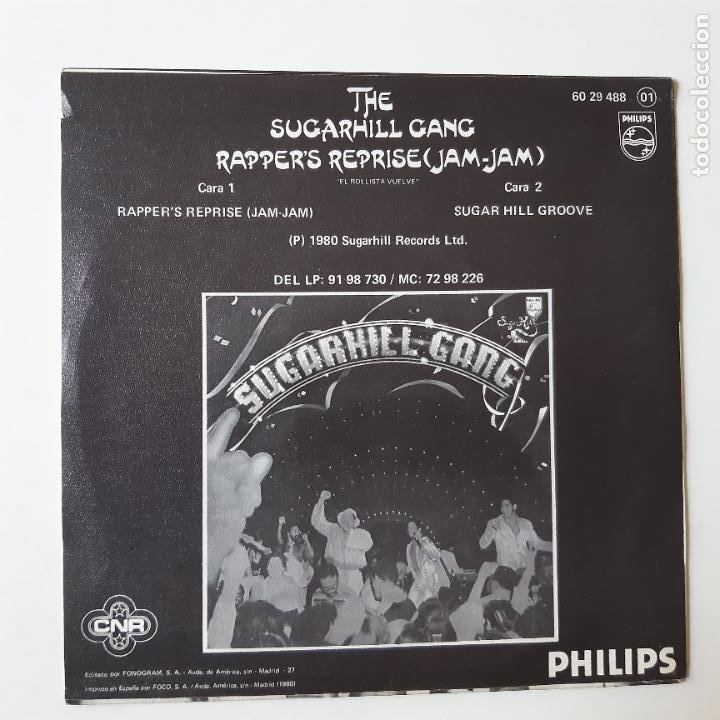 Discos de vinilo: THE SUGARHILL GANG - RAPPER´S REPRISE (JAM-JAM)- SPAIN SINGLE 1980- VINILO COMO NUEVO. - Foto 2 - 238758720