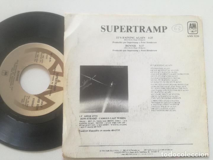 Discos de vinilo: SUPERTRAMP - ...Its Raining Again... - SINGLE A&M ESPA&Ntilde;A 1982 - Foto 2