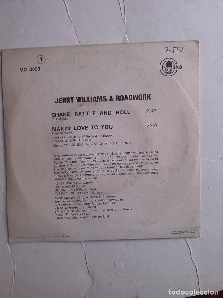 Discos de vinilo: JERRY WILLIAMS & ROADWORK SHAKE RATTLE & ROLL SINGLE 7&rdquo; - Foto 2