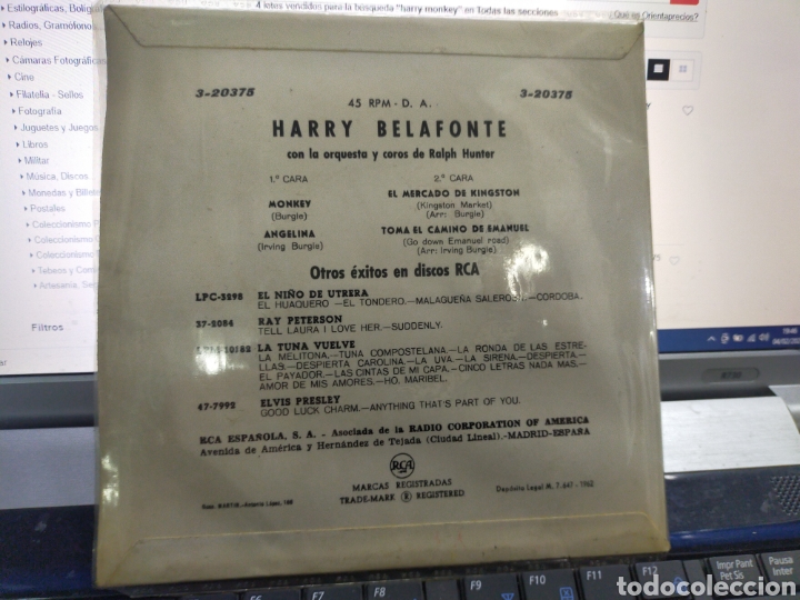 Discos de vinilo: Harry Belafonte EP monkey + 3 Espa&ntilde;a 1962 - Foto 2
