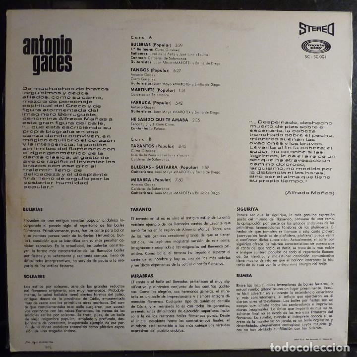 Discos de vinilo: ANTONIO GADES // 1966 // (VG VG). LP - Foto 2