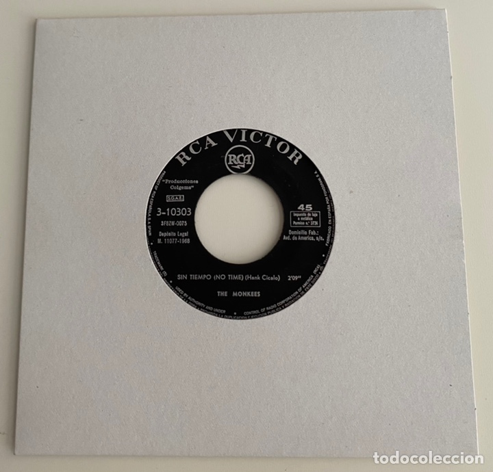 Vinyl records: THE MONKEES-SIN TIEMPO/TITULO ALTERNADO/SINGLE 1968 RCA VICTOR 3-10303,ESPA&Ntilde;A.