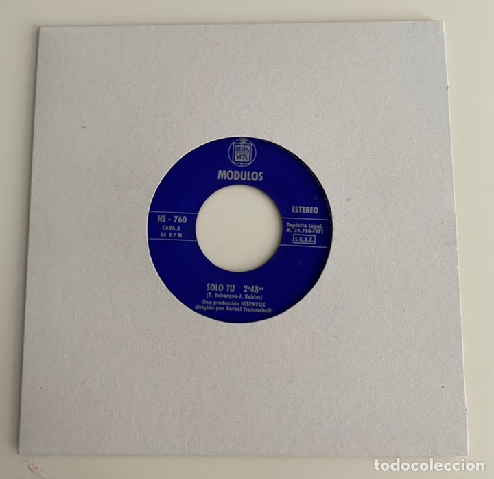 Vinyl-Schallplatten: MODULOS-SOLO TU/ADIOS AL AYER/SINGLE 1971 HISPAVOX HS-760,ESPA&Ntilde;A.